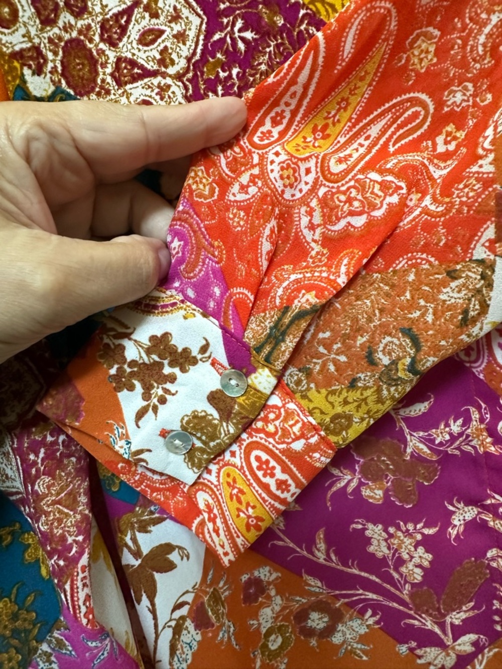 Rose & Olive Multicolor Patchwork Button-Down Shirt - Picture 5 of 9